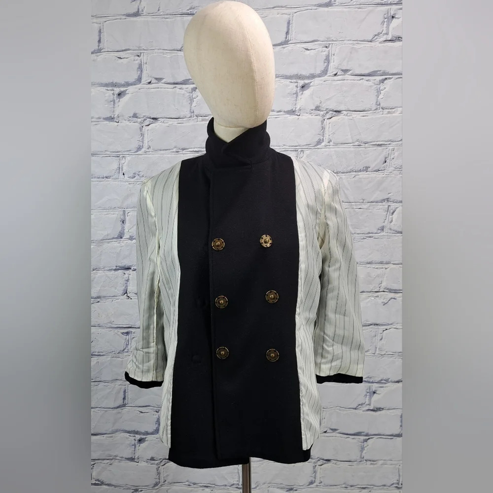 Gryphon New York Beaded Pea Coat Winter Jacket Military Wool Cashmere sz Medium - Picture 13 of 15